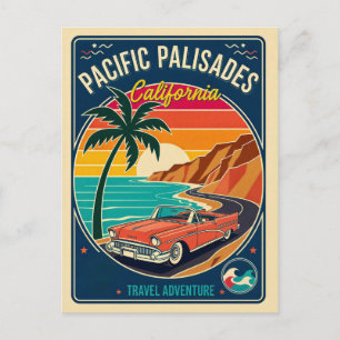 Pacific Palisades CA Retro 1950s Travel Postcard
