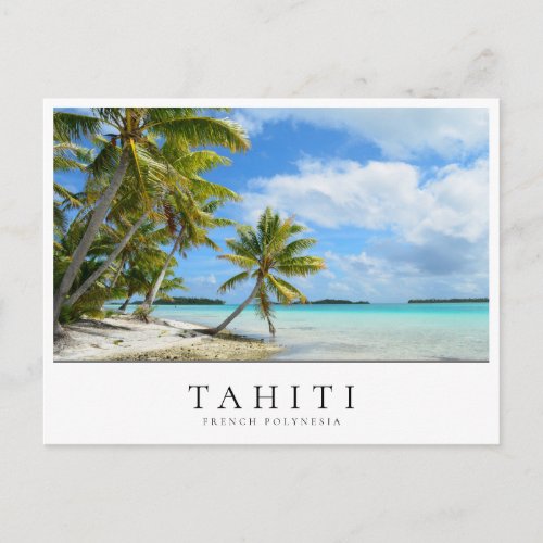 Pacific palm beach on Tahiti French Polynesia Postcard