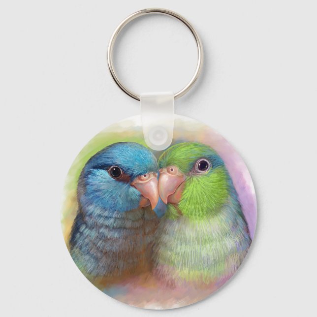 Pacific parrotlet parrot realistic painting keychain (Front)