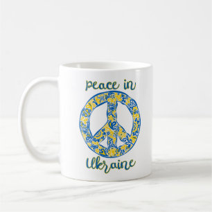 Pacific peace sign quote in Ukrainian flag colors Coffee Mug