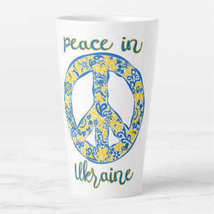 Pacific peace sign quote in Ukrainian flag colors Latte Mug