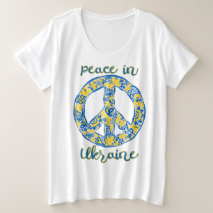 Pacific peace sign quote in Ukrainian flag colors Plus Size T-Shirt