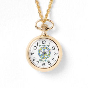 Pacific peace sign quote in Ukrainian flag colors Watch