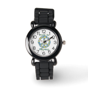 Pacific peace sign quote in Ukrainian flag colors Watch