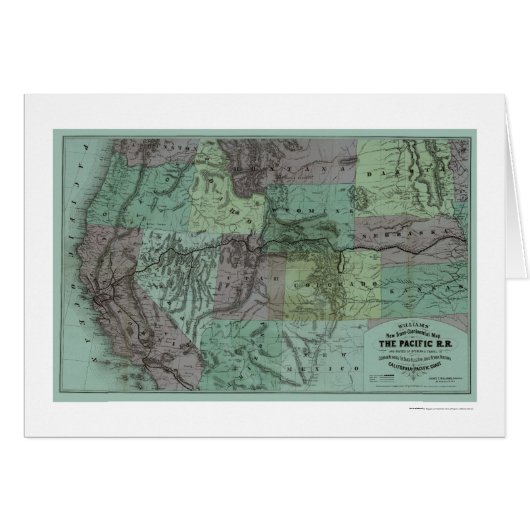 Pacific Railroad Map 1877 Cards (Front Horizontal)