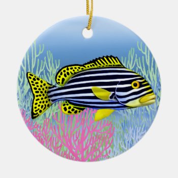 Pacific Reef Oriental Sweetlips Fish Ornament by ornamentation at Zazzle