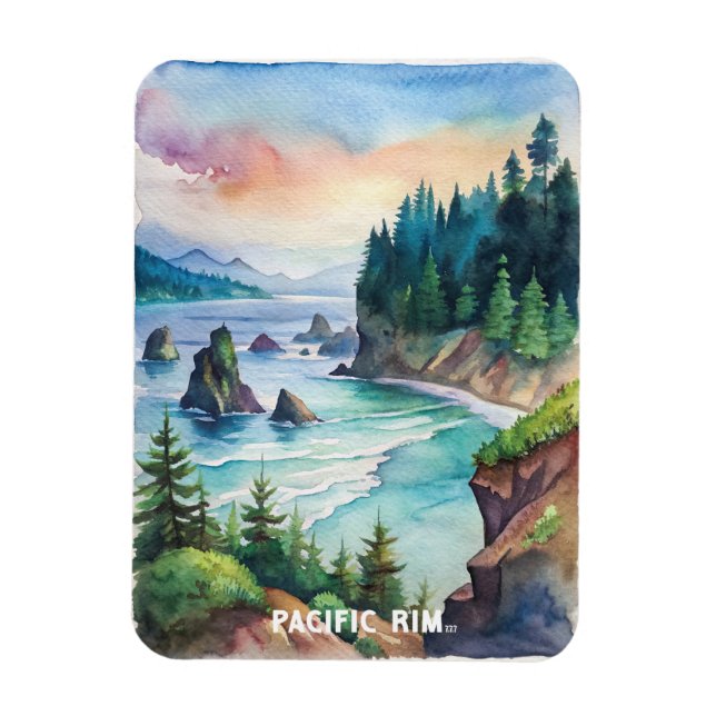 Pacific Rim National Park Watercolor Painting Magnet (Vertical)