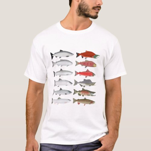 Pacific Salmon _ Ocean and Spawning Phases T_Shirt