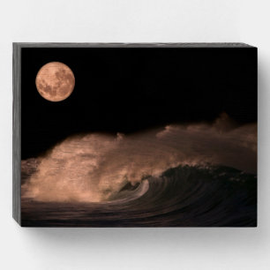 Pacific Storm Waves North Shore of Oahu, Hawaii Wooden Box Sign