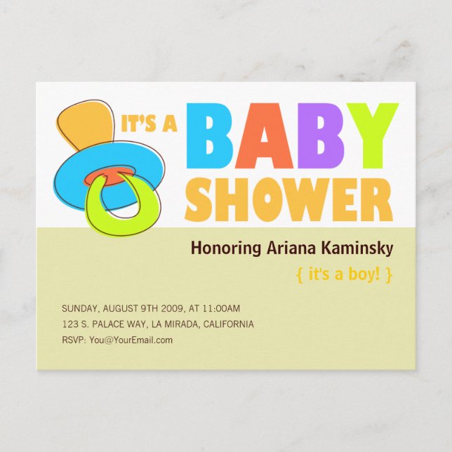 Pacifier Baby Shower Invitation (Front)