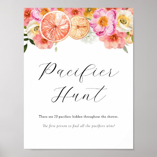 Pacifier Hunt Baby Shower Game Sign