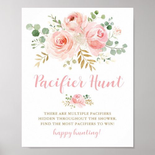 Pacifier Hunt Baby Shower Game Sign