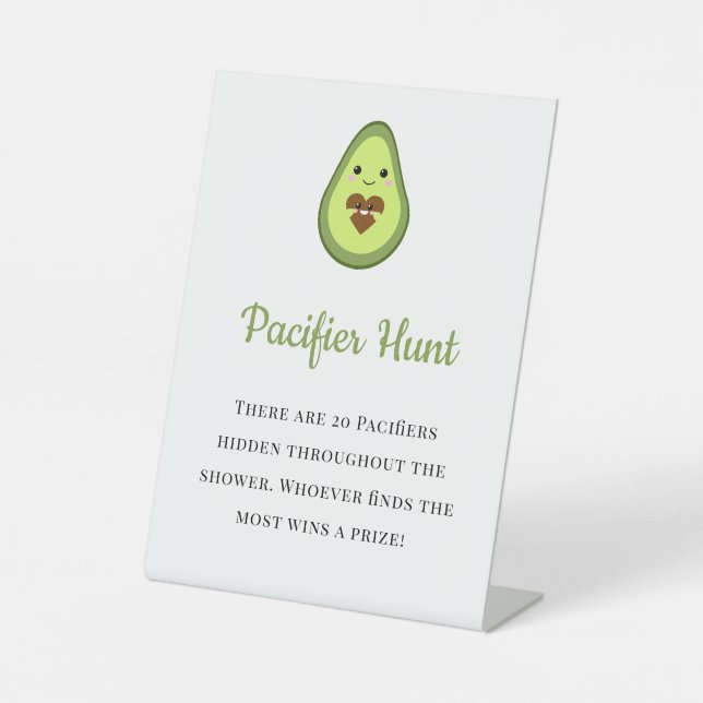 Pacifier Hunt Game Sign Avocado Fiesta Baby Shower (Front)
