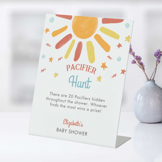 Pacifier Hunt Here Comes The Son Baby Shower Pedestal Sign (Creator Uploaded)