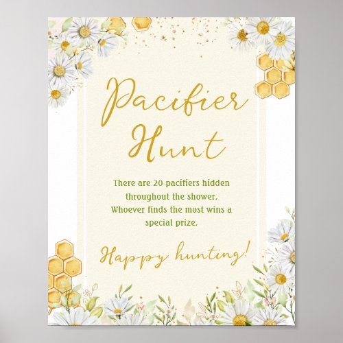 Pacifier Hunt Honeybee Mommy to Bee Baby Shower Poster