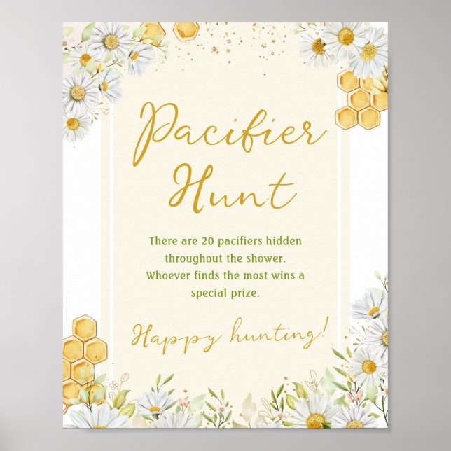Pacifier Hunt Honeybee Mommy to Bee Baby Shower Poster (Front)