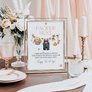 Pacifier Hunt Pumpkin Baby Shower Fall Poster