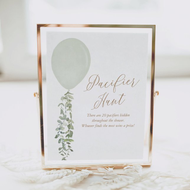 Pacifier Hunt Sage Balloon Boy Baby Shower Poster (Creator Uploaded)