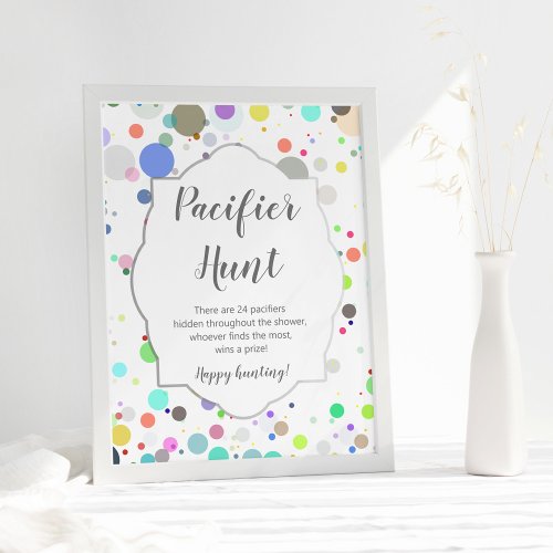 Pacifier Hunt Sign Gender Reveal Baby Shower Poster