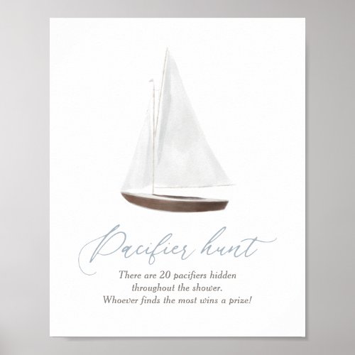 Pacifier Hunt Sign Nautical Sailboat Baby Shower