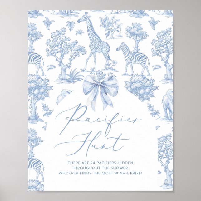 Pacifier Hunt Toile de Jouy Safari animals Poster (Front)