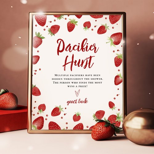 Pacifier Hunt Watercolor Strawberry Table Signs