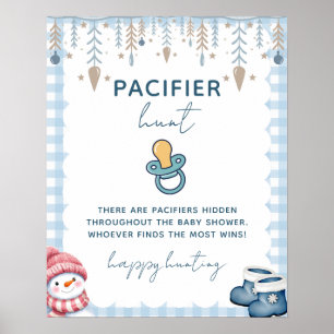 Pacifier Hunt Winter Baby Shower Game Sign