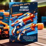 Pack Boy Cool Nerf Wars Party Top Gun 8th Birthday Invitation