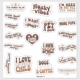 Pack Bundle Set of Dog Cute Quotes Sticker
