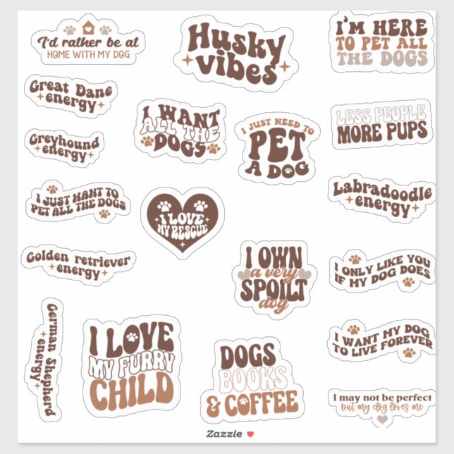 Pack Bundle Set of Dog Cute Quotes Sticker (Sheet)