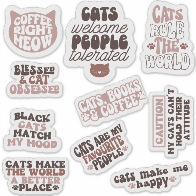 pack cat cute groovy motivational quote funny sticker (Front)
