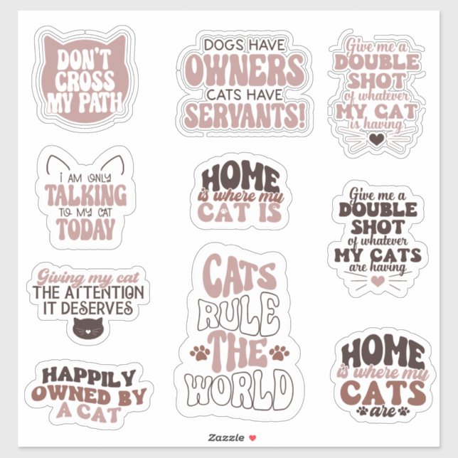 pack cat cute groovy motivational quote funny sticker (Sheet)