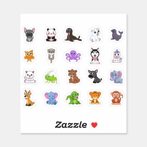 Pack Cut Animals  Domesticated  Wild Adorable Sticker