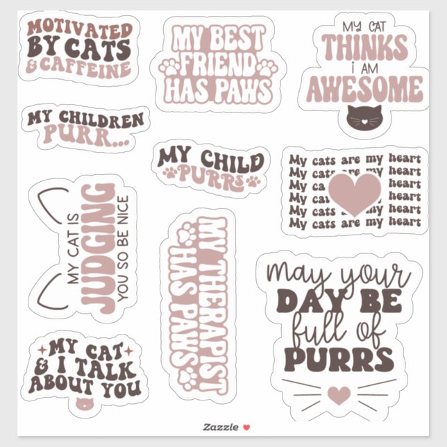 pack cute cats motivational quote aesthetic funny sticker (Sheet)