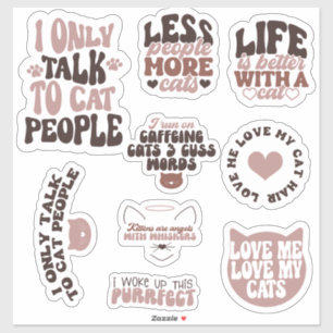 pack cute cats motivational quote retro funny sticker