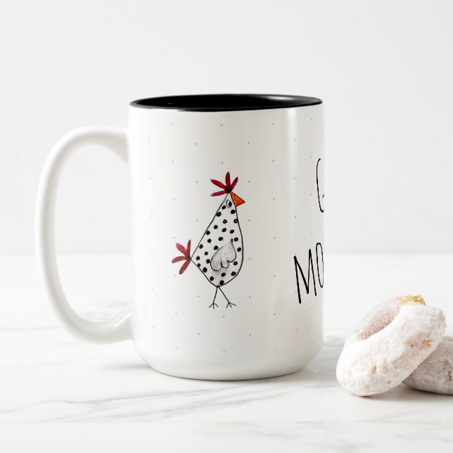 Pack hens good morning Two-Tone coffee mug (With Donut)
