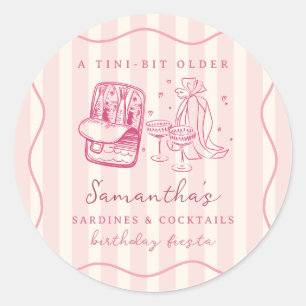Pack in All the Fun Sardines & Cocktails Birthday Classic Round Sticker