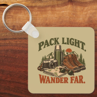 Pack Light Wander Far Vintage Outdoor Hiking Keychain