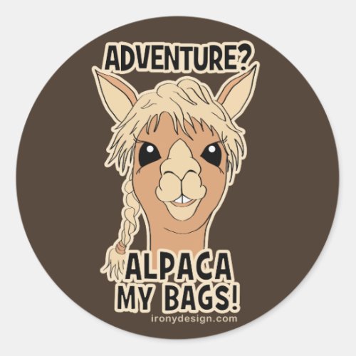 Pack My Bags Funny Alpaca Llama Classic Round Sticker