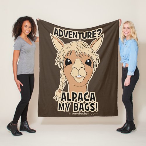 Pack My Bags Funny Alpaca Llama Fleece Blanket
