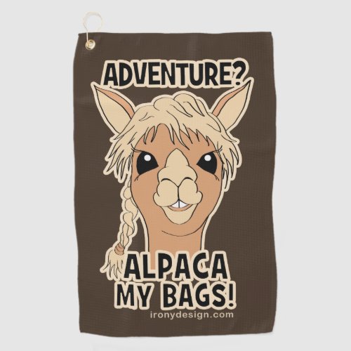 Pack My Bags Funny Alpaca Llama Golf Towel
