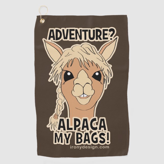 Pack My Bags Funny Alpaca Llama Golf Towel (Front)