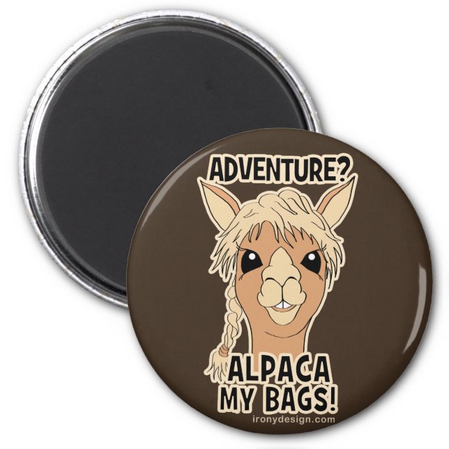 Pack My Bags Funny Alpaca Llama Magnet (Front)