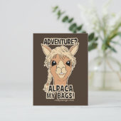 Pack My Bags Funny Alpaca Llama Postcard (Standing Front)