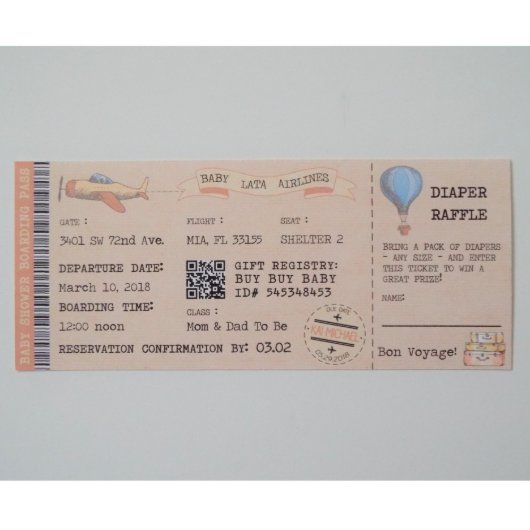 Pack of 10 Boarding Baby Shower Invitations (Top)