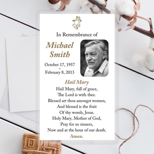 Pack of 10 Laminated Sympathy Memorial Cards  (Front)
