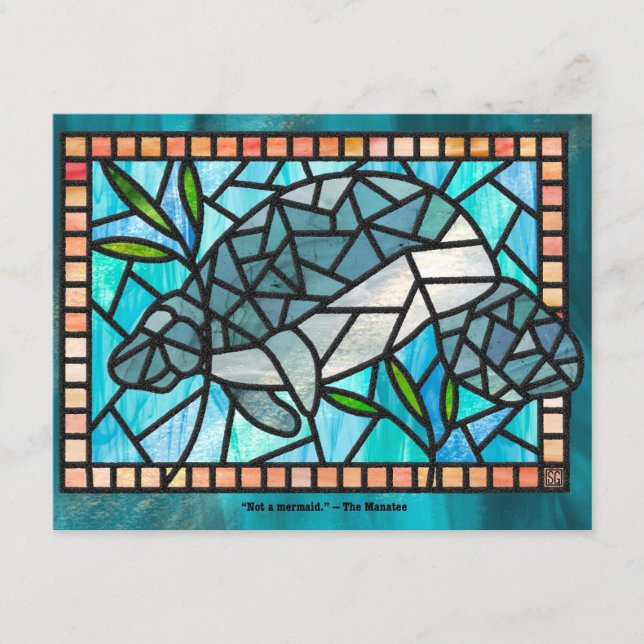 PACK OF 10 Manatee (not a) Mermaid Note Card (Front)