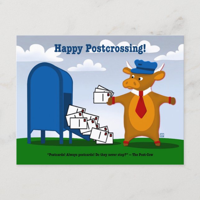 PACK OF 10 Postcrossing Post Cow Postcards (Front)