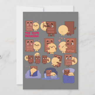 Pack Of 12 Moments of Love with Choco And Pancake Invitation
