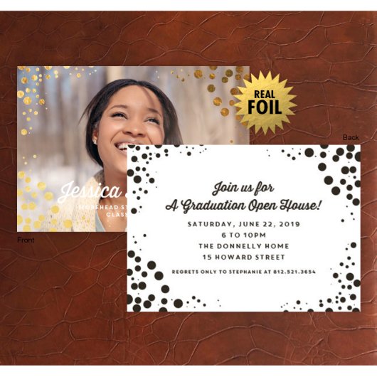 Pack of 24 Foil Bubbles Graduation Announcements (Back)